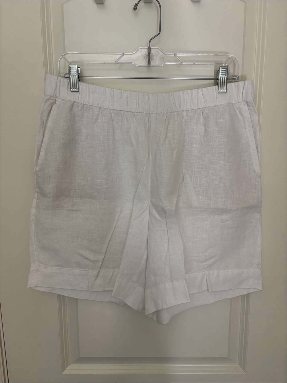 J. Jill White Linen-Blend Pull-On Bermuda Shorts